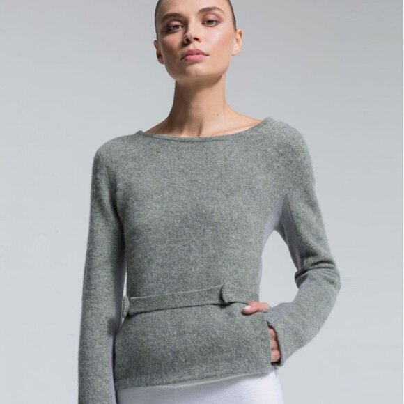 NFP Boiled Merino Wool Strap Convertible Cut Out Sweater Caged Back Snap Sweater - Picture 7 of 16